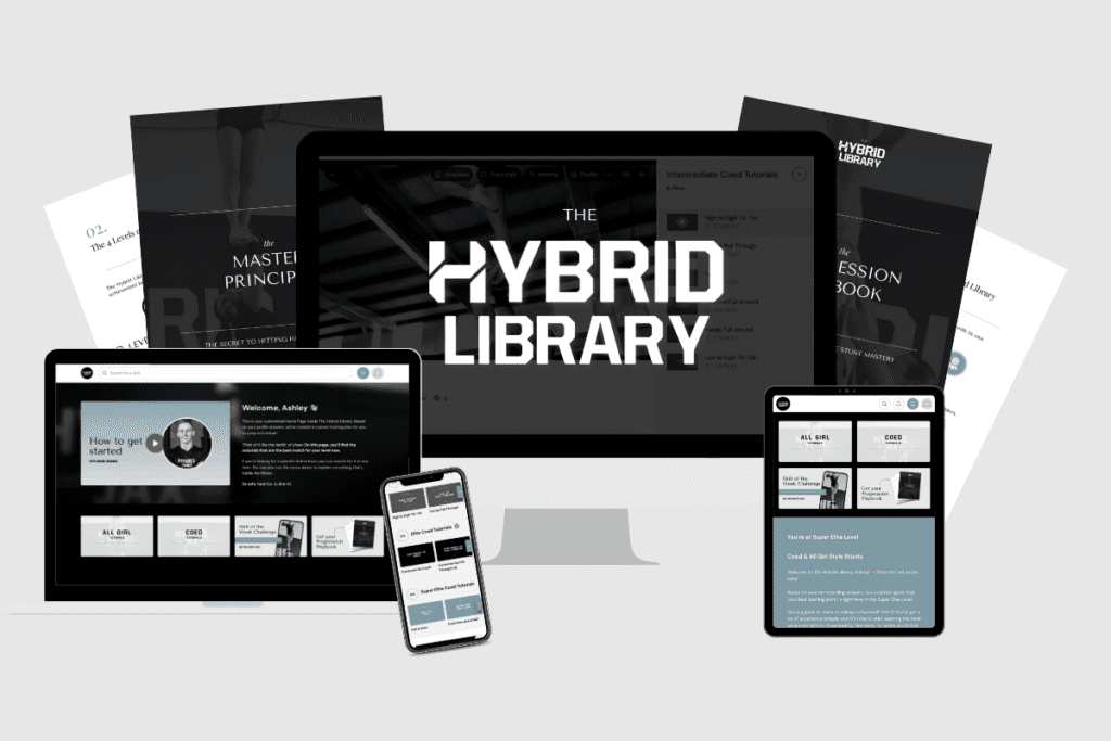 Display of what is inside the Hybrid Library from Hybrid Cheer and Bonde Johnson